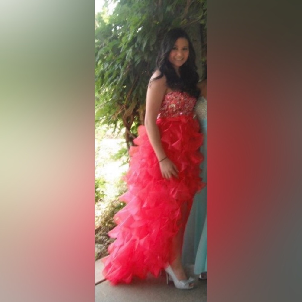 Red Strapless Sherri Hill Prom Dress